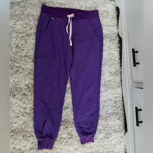 Figs Violet Jogger Pants with Light Pink Tie
